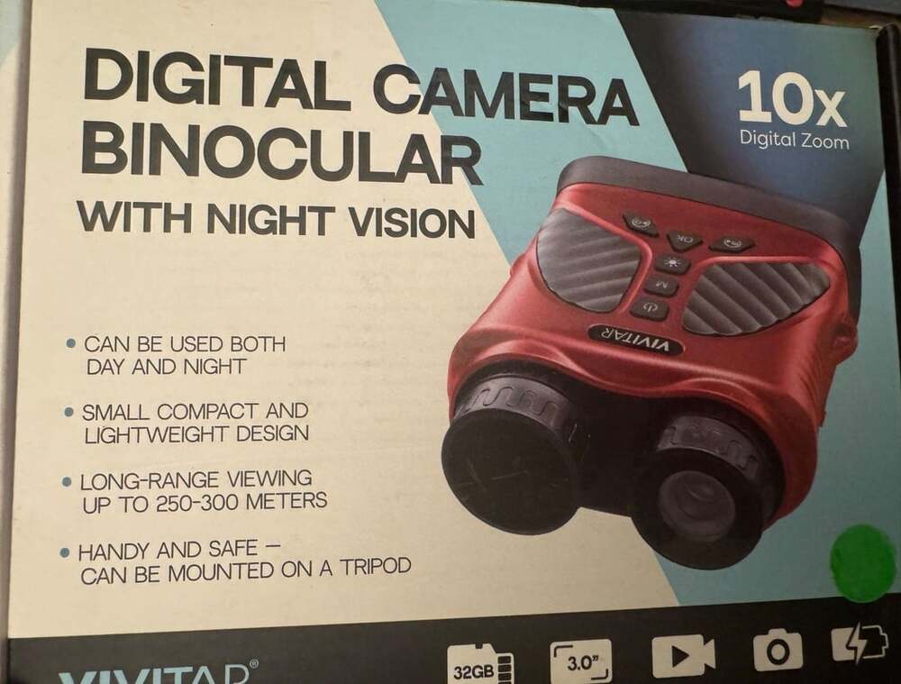 Vivitar vivcvir12 digital camera binocular 10x zoom w/night vision red